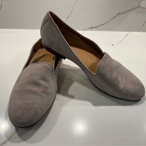 Vionic Suede Loafer Flats Taupe Gray Orthotic Comfort Shoes